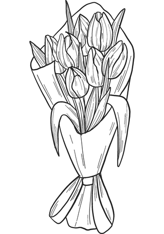 Bouquet Of Tulips Coloring Page